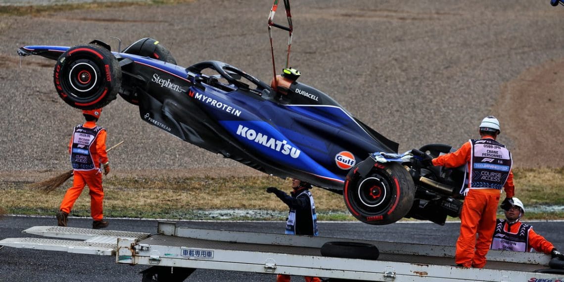Sargeant vai pular segundo treino no Japão; carro da Williams na Fórmula 1 ileso