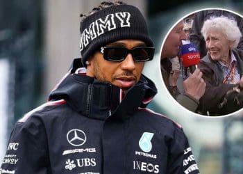 Primeira piloto feminina dos EUA, Mary McGee, apoia Lewis Hamilton no Grande Prêmio do Canadá.