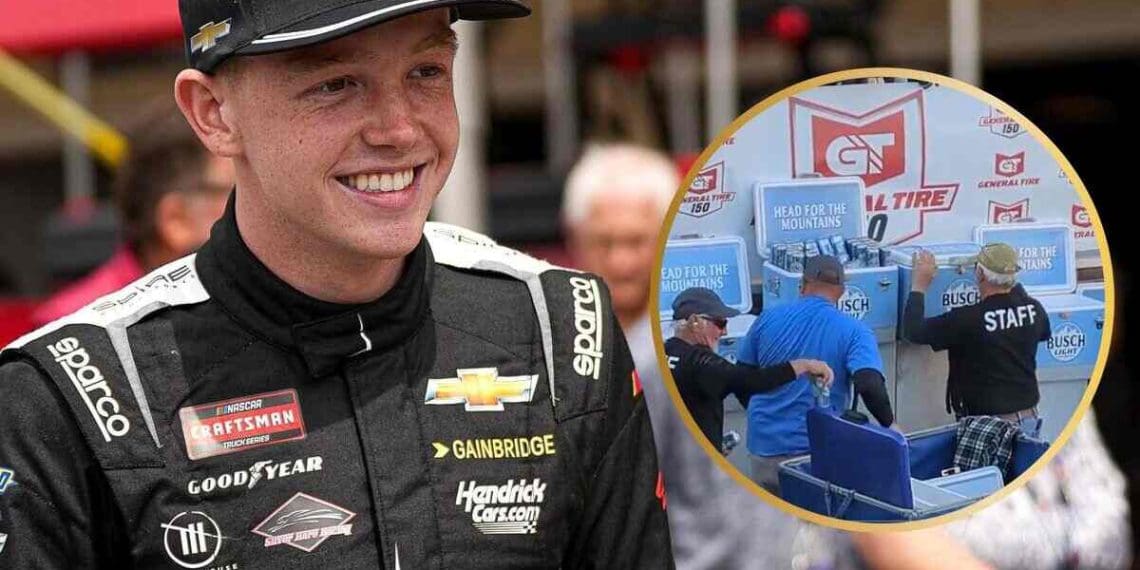 Vídeo de pessoal da série ARCA correndo para remover toda a cerveja da série Busch da vitória de Connor Zilisch, da Trackhouse, viraliza.