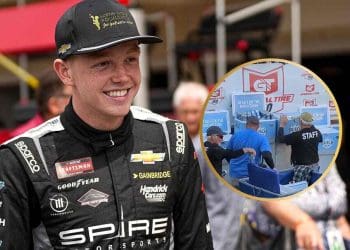 Vídeo de pessoal da série ARCA correndo para remover toda a cerveja da série Busch da vitória de Connor Zilisch, da Trackhouse, viraliza.