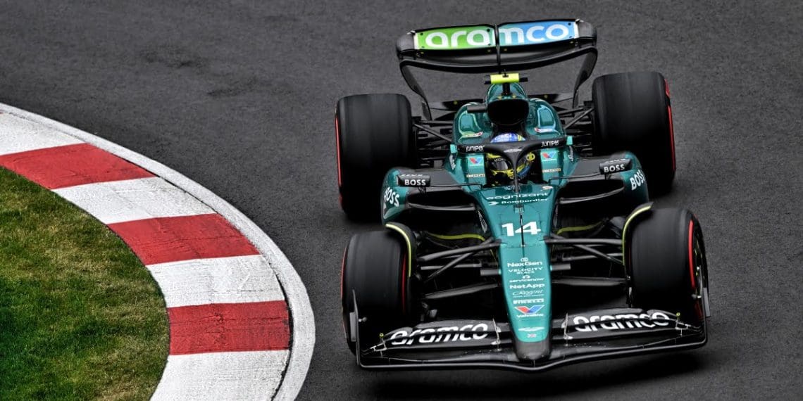 Alonso lidera segunda sessão de treinos de F1 sob chuva no Canadá.