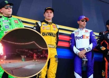 Vídeo: Incêndio irrompe em ônibus da equipe Joe Gibbs Racing no New Hampshire Motor Speedway.