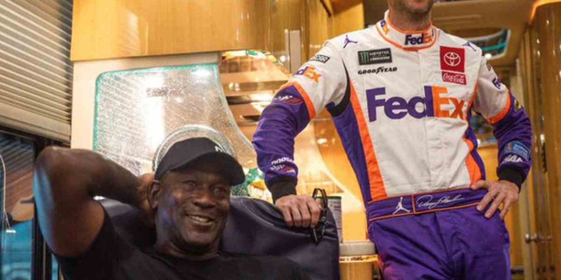 Denny Hamlin’s father reveals the details of Michael Jordan’s extravagant gift, a special cigar valued at $3 billion, to be enjoyed by Denny upon winning the Cup championship.