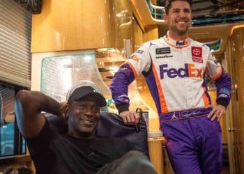 Denny Hamlin’s father reveals the details of Michael Jordan’s extravagant gift, a special cigar valued at $3 billion, to be enjoyed by Denny upon winning the Cup championship.