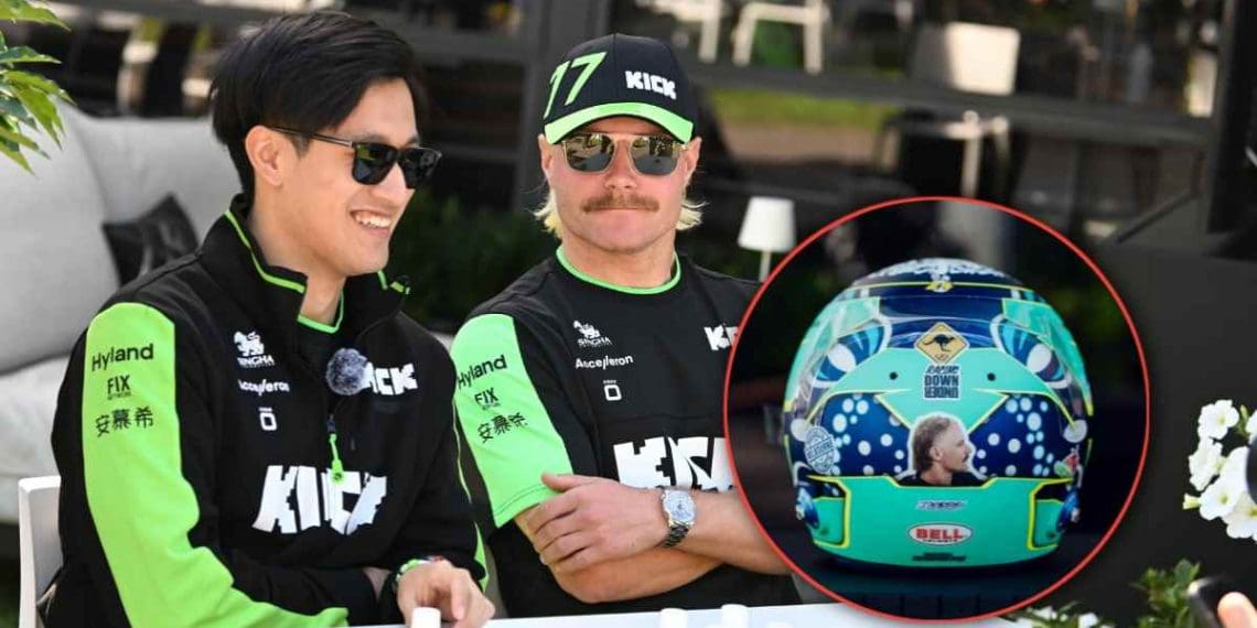 VÍDEO: Zhou Guanyu surpreende Valtteri Bottas com adereço de cabeça único para marcar sua cidadania honorária australiana.