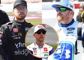 VÍDEO: Denny Hamlin explica por que Chris Buescher estava “emocional” após incidente com Tyler Reddick no Goodyear 400.