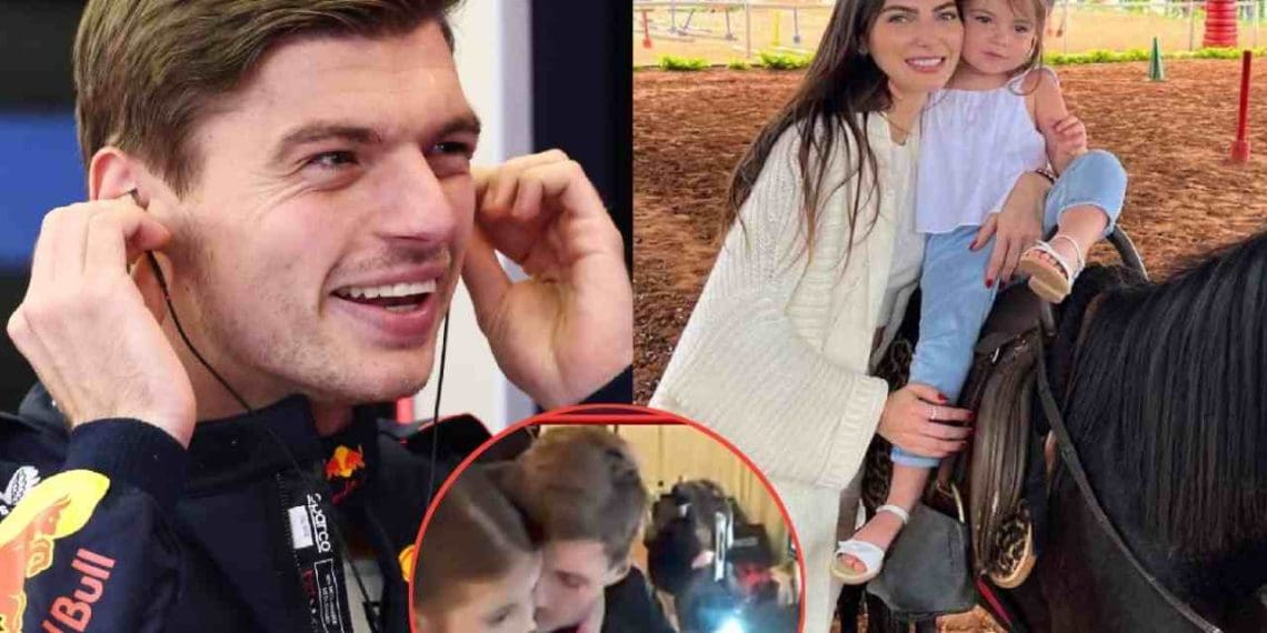VÍDEO: Max Verstappen abraça a filha de Kelly Piquet, Penélope, durante uma transmissão ao vivo.