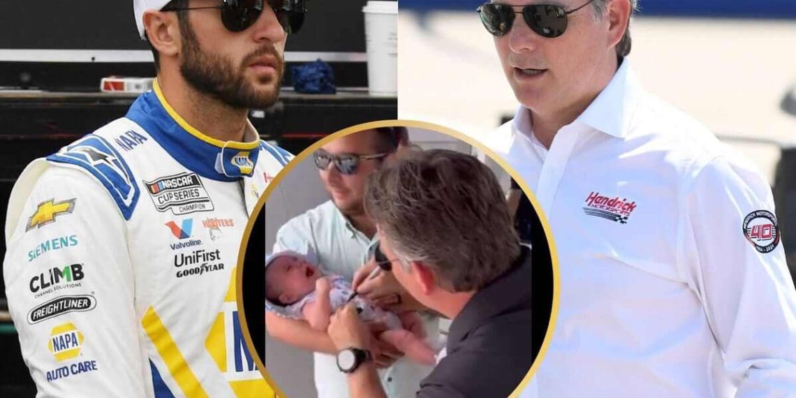 VÍDEO: Jeff Gordon ensina Chase Elliott a assinar um bebê corretamente hoje.