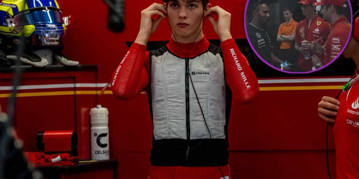VÍDEO: Lewis Hamilton e Charles Leclerc conversam com Oliver Bearman após ele revelar que está sem amigos no paddock.
