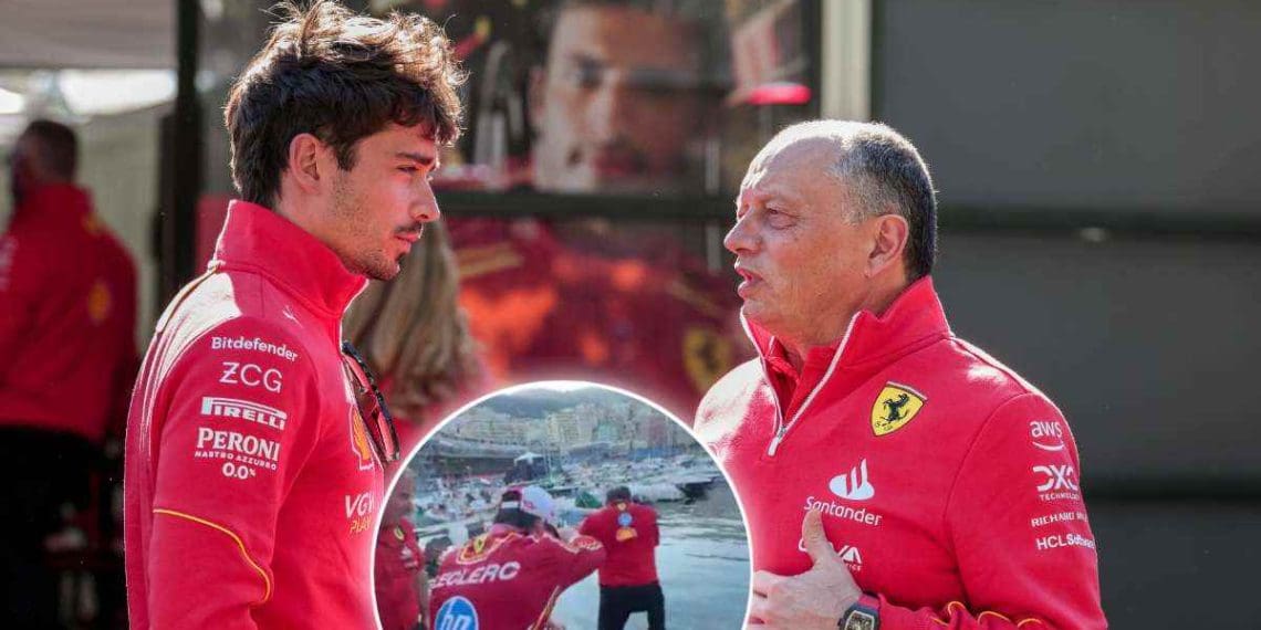 VÍDEO: Charles Leclerc empurra Fred Vasseur no Porto de Mônaco ao comemorar vitória no Grande Prêmio de Mônaco