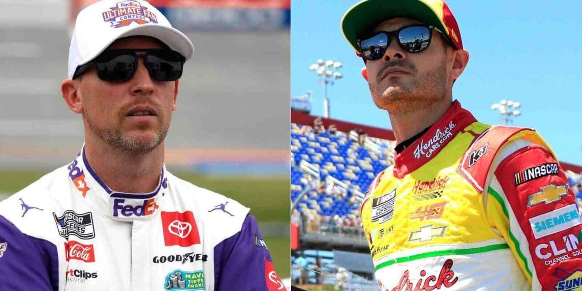 Vídeo: Denny Hamlin sugere que oficial da NASCAR irritado está causando atraso na renúncia de Kyle Larson.