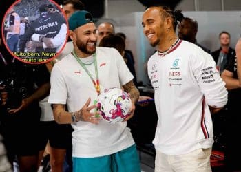 Lewis Hamilton e Neymar compartilham momento emocionante no Grande Prêmio do Bahrein.
