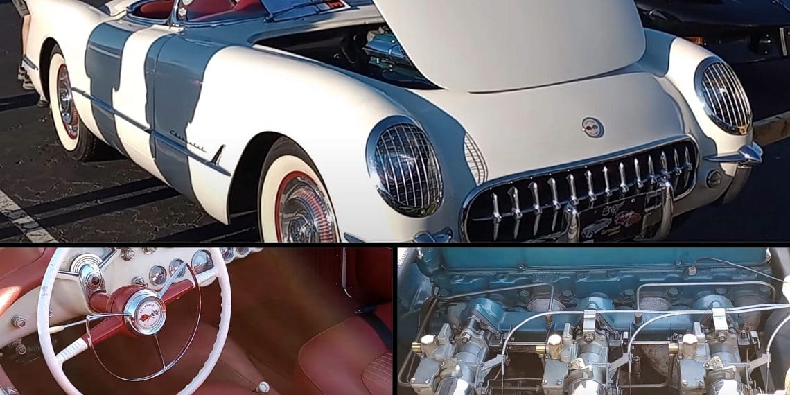 Polo White 1954 Chevrolet Corvette Flaunts Early Blue Flame and Powerglide Combo