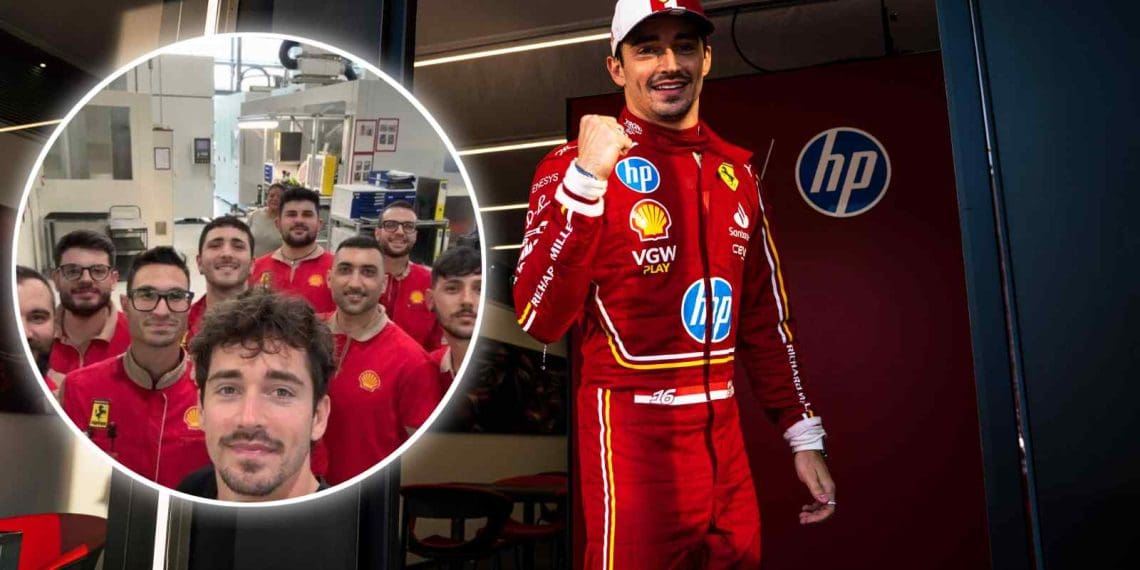 VÍDEO: Charles Leclerc se reúne com equipe da Ferrari em Maranello após vitória impressionante no Grande Prêmio de Mônaco.