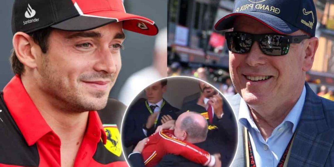 VÍDEO: Príncipe Albert II de Mônaco abraça Charles Leclerc no pódio do Grande Prêmio de Mônaco após a emocionante vitória do piloto da Ferrari.
