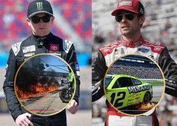 Vídeo: Incêndio gigantesco na área dos boxes causado por Ryan Blaney interrompe plano de corrida de Ty Gibbs no Texas