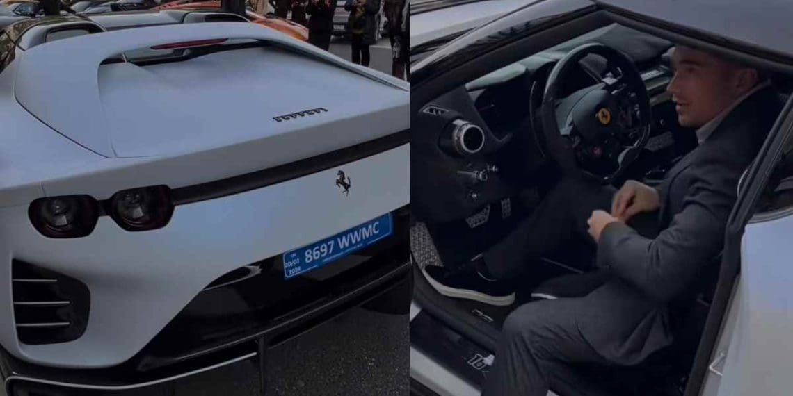VIDEO: Charles Leclerc seen driving a brand new $6 million Ferrari 812 Competizione Aperta in Monaco.