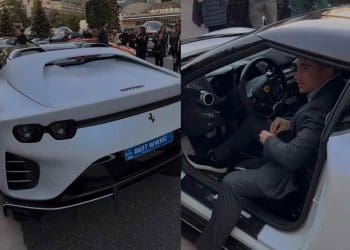 VIDEO: Charles Leclerc seen driving a brand new $6 million Ferrari 812 Competizione Aperta in Monaco.