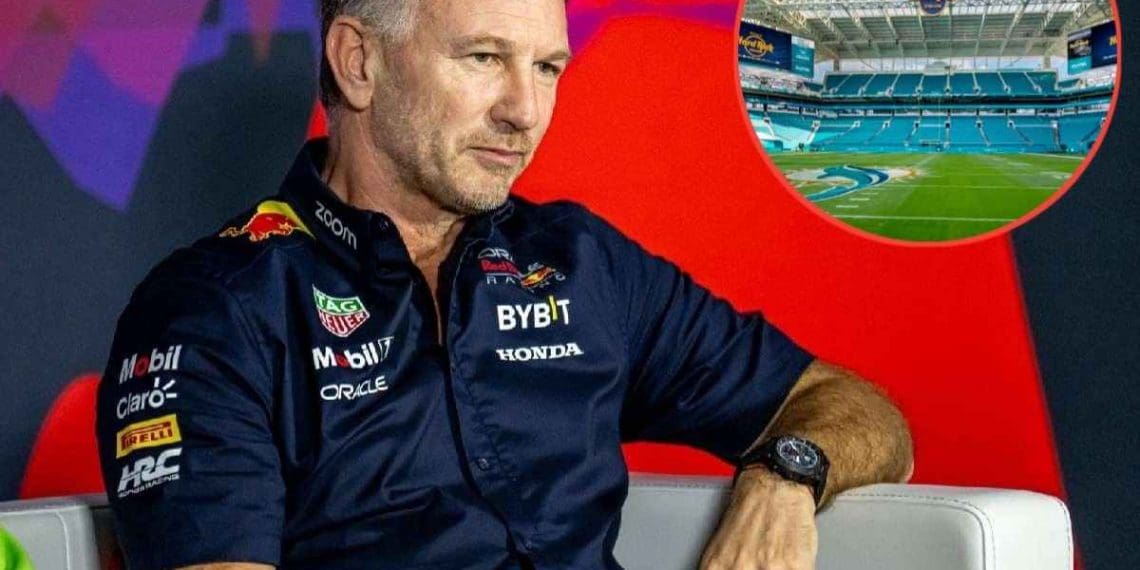 Christian Horner está pressionando para que a Fórmula 1 realize uma corrida no Hard Rock Stadium dos Miami Dolphins para o Grande Prêmio de Miami.