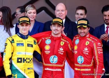 Coletiva de imprensa com os três primeiros colocados no Grande Prêmio de Mônaco.