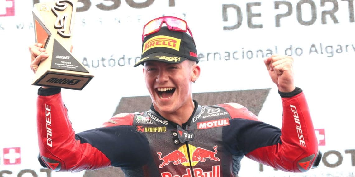 Holgado vence Rueda em corrida intensa de Moto3 em Portugal.