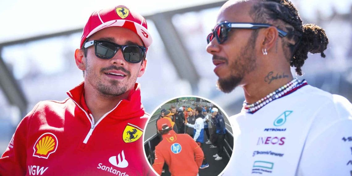 VÍDEO: Charles Leclerc consola Lewis Hamilton durante desfile de pilotos do Grande Prêmio do Canadá.
