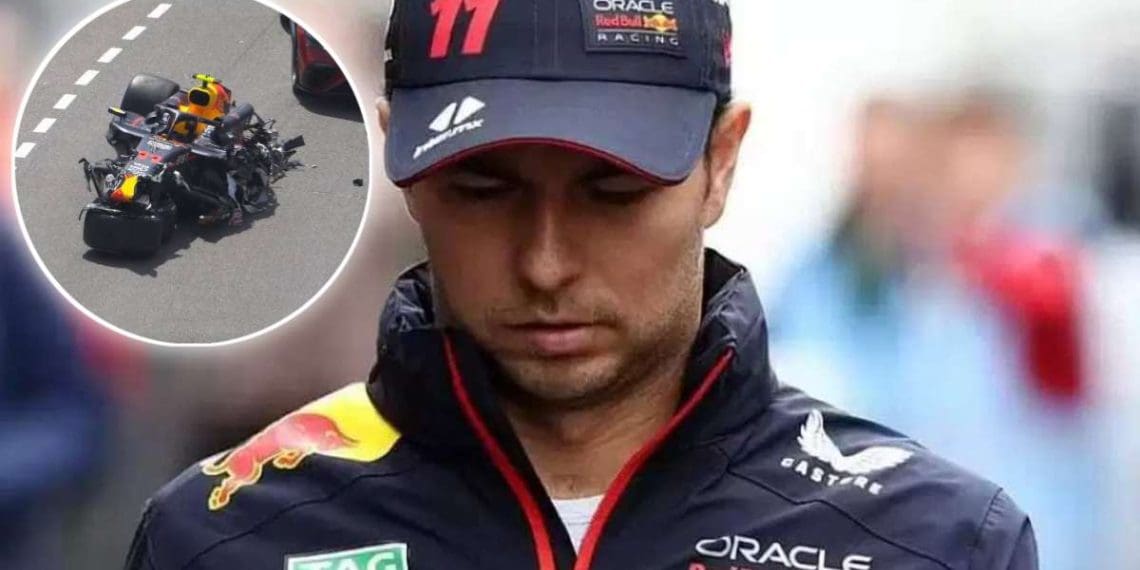VÍDEO: Carro da Red Bull Racing de Sergio Perez completamente destruído em acidente com dois carros da Haas no início do Grande Prêmio de Mônaco.