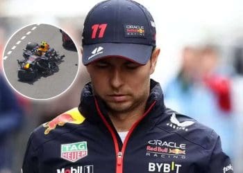 VÍDEO: Carro da Red Bull Racing de Sergio Perez completamente destruído em acidente com dois carros da Haas no início do Grande Prêmio de Mônaco.