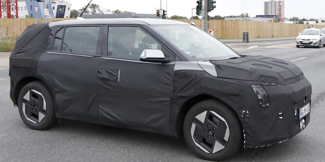 Spy shots of prototypes being tested in Europe indicate that the EV4 will maintain the design language introduced in the 2023 Concept